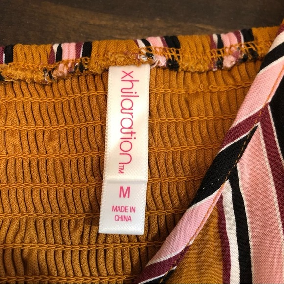 Xhileration Striped Wrap Tank Dress Women’s Size Medium Boho Lightweight Smocked - Picture 4 of 11